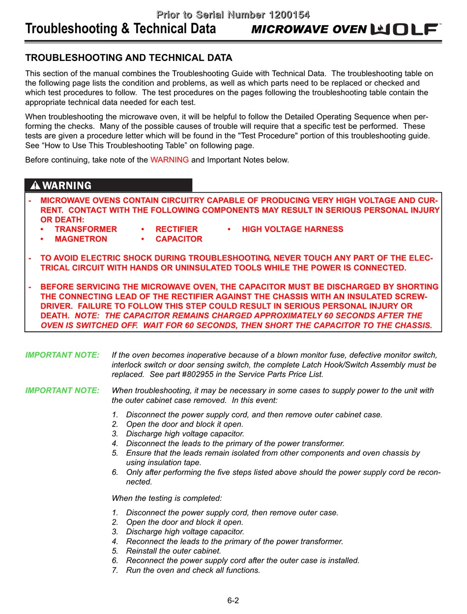WOLF 1200154 TROUBLESHOOTING MANUAL Pdf Download ManualsLib