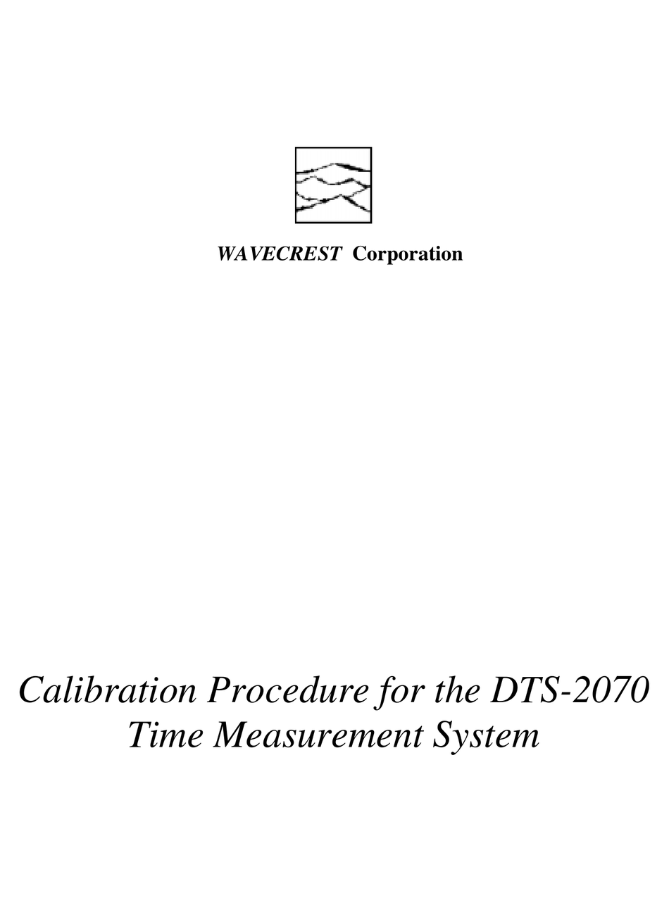 WAVECREST DTS2070 CALIBRATION PROCEDURE Pdf Download ManualsLib