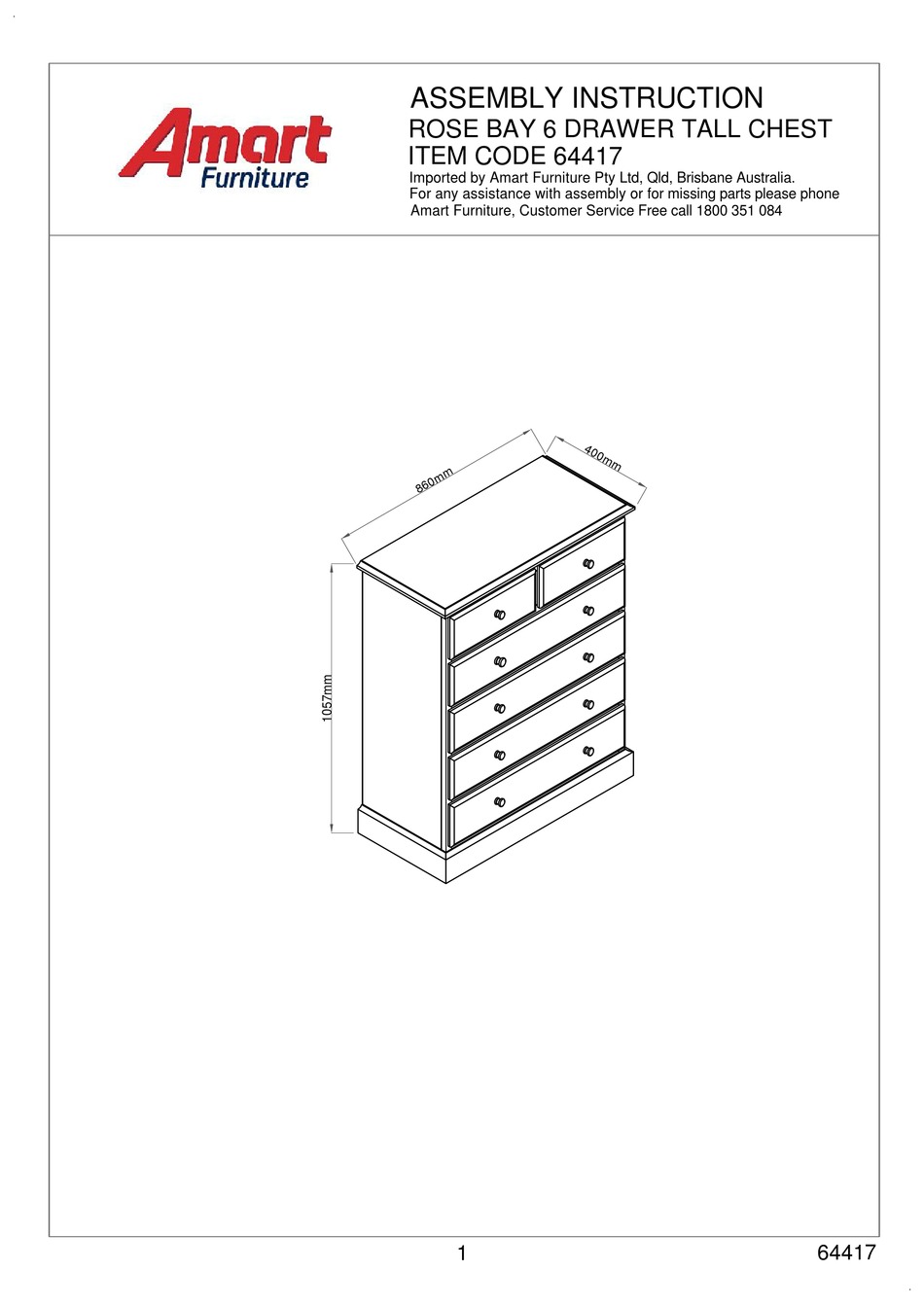AMART FURNITURE 64417 ASSEMBLY INSTRUCTION MANUAL Pdf Download ManualsLib