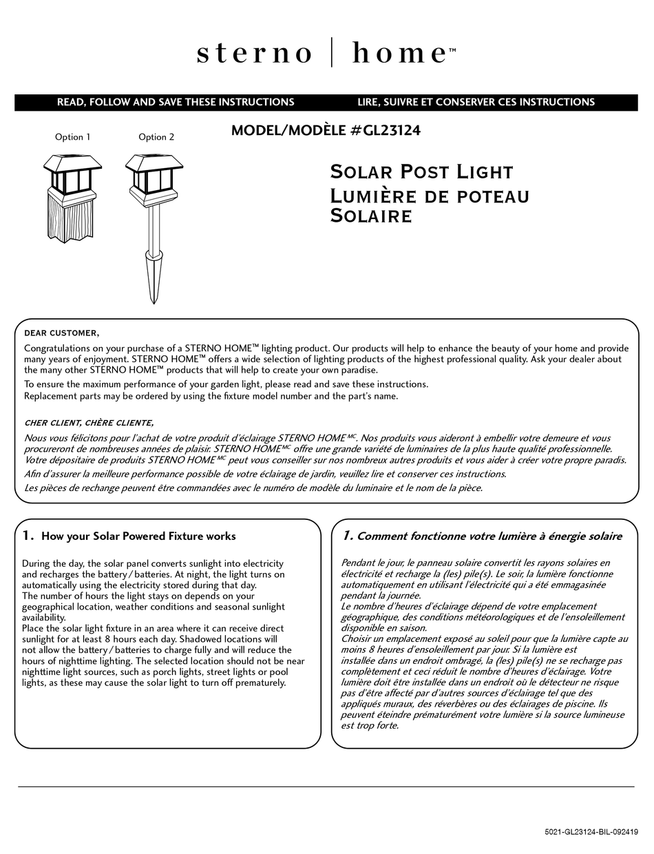 STERNO HOME GL23124 INSTRUCTIONS Pdf Download | ManualsLib