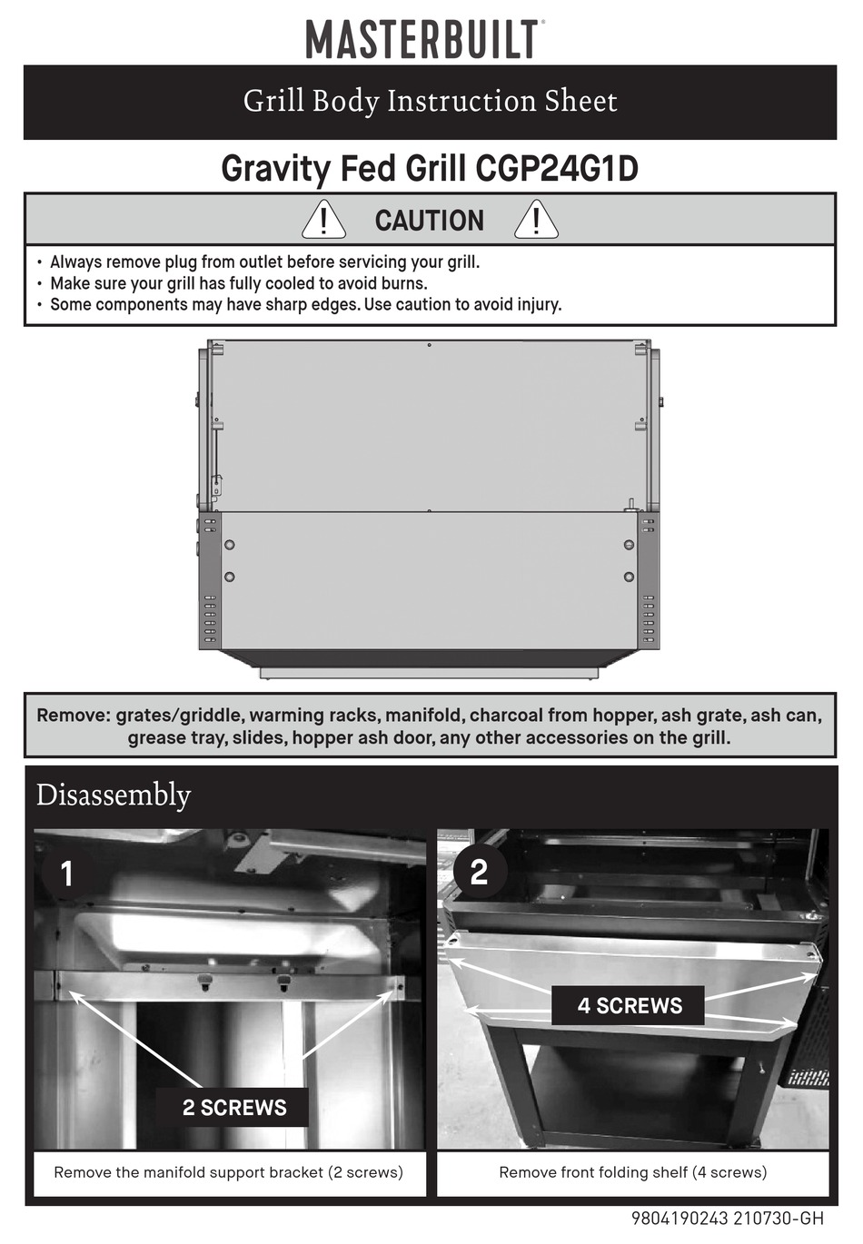 MASTERBUILT CGP24G1D INSTRUCTION SHEET Pdf Download ManualsLib
