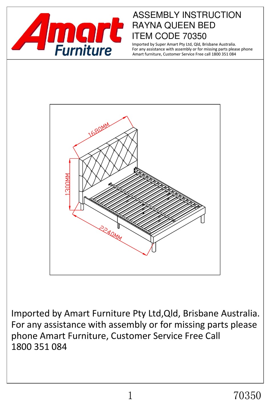 AMART FURNITURE RAYNA 70350 ASSEMBLY INSTRUCTION MANUAL Pdf Download ManualsLib