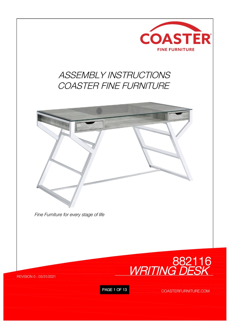 COASTER 882116 ASSEMBLY INSTRUCTIONS MANUAL Pdf Download ManualsLib