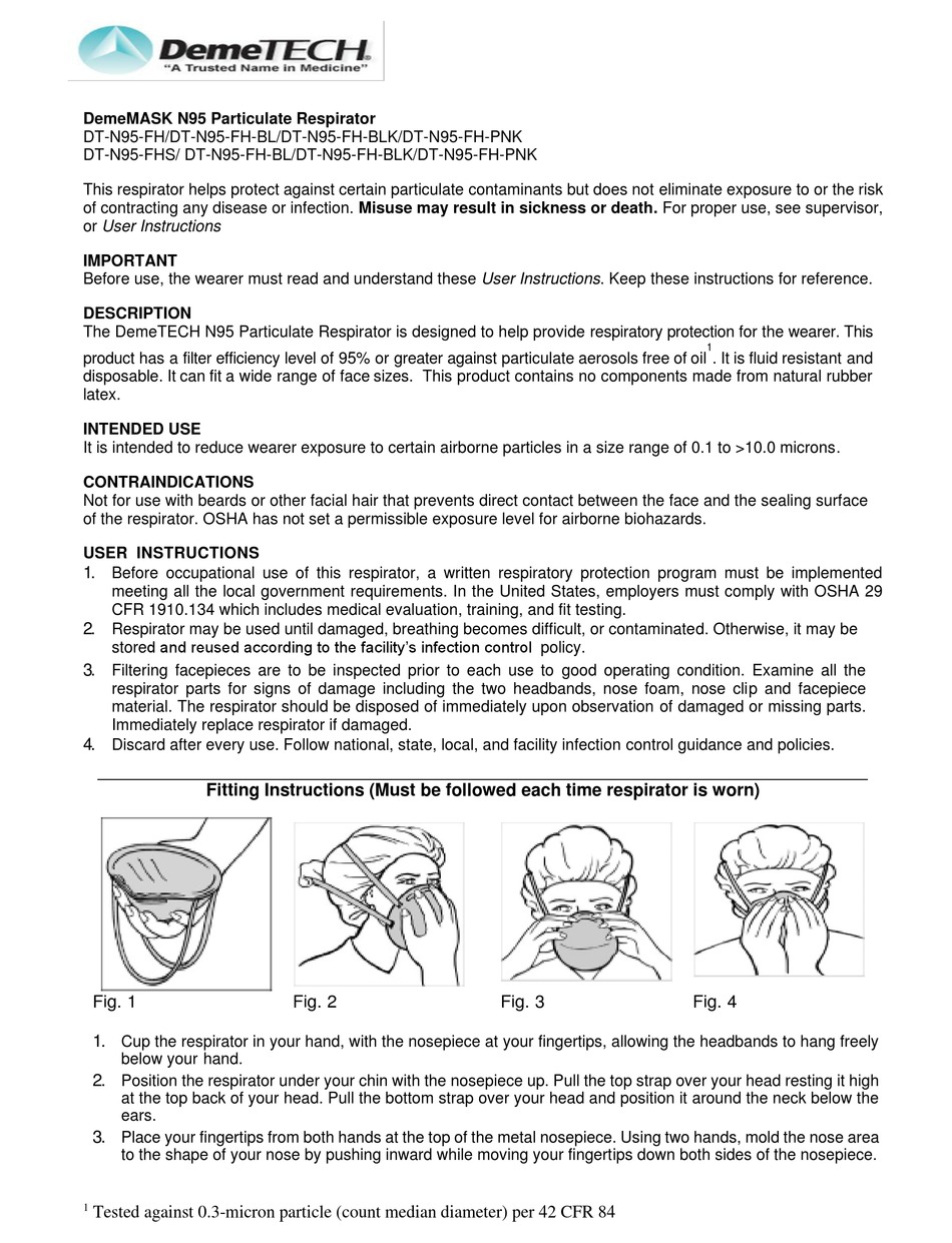 DEMETECH DEMEMASK N95 MANUAL Pdf Download ManualsLib