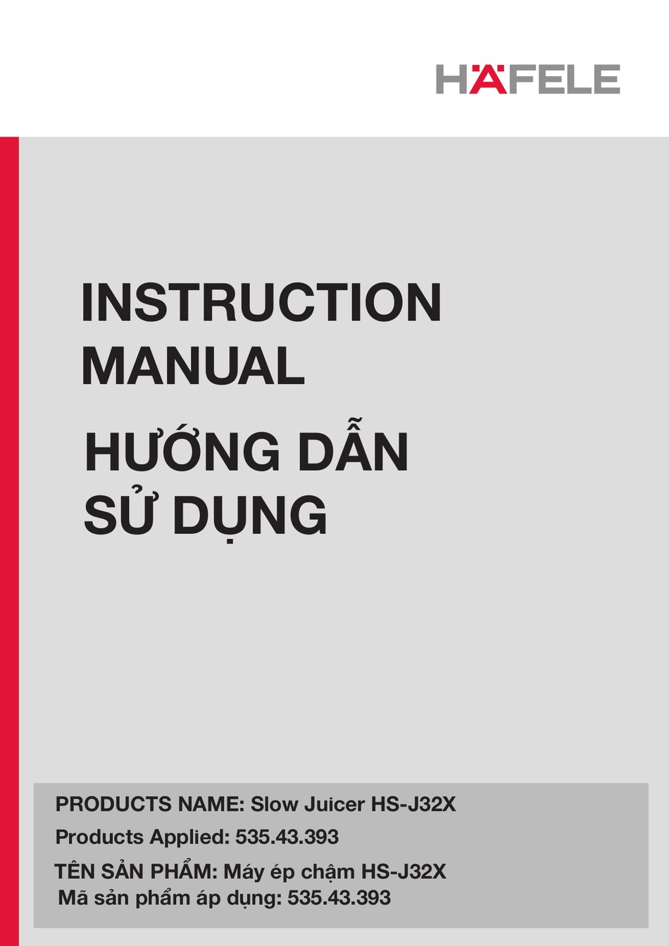 HAFELE HSJ32X INSTRUCTION MANUAL Pdf Download ManualsLib