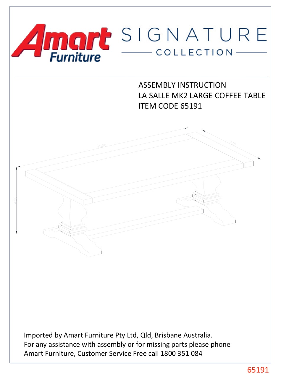 AMART FURNITURE SIGNATURE LA SALLE MK2 65191 ASSEMBLY INSTRUCTION MANUAL Pdf Download ManualsLib