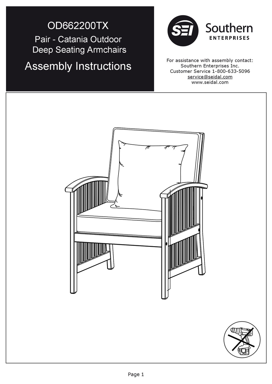 SEI CATANIA OD662200TX ASSEMBLY INSTRUCTIONS MANUAL Pdf Download