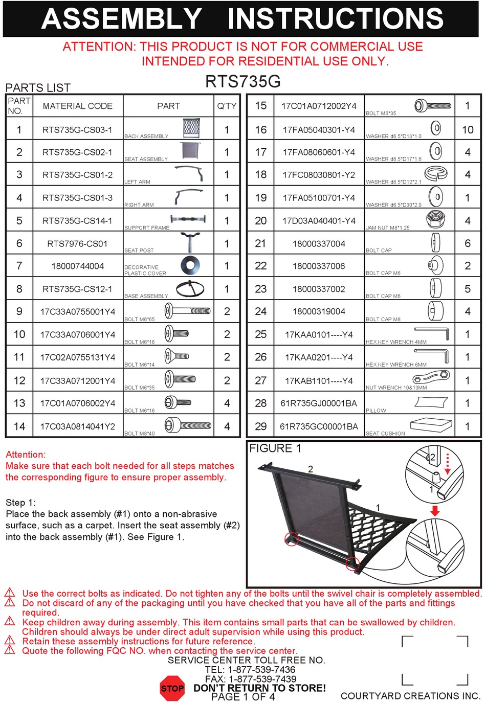 COURTYARD CREATIONS RTS735G ASSEMBLY INSTRUCTIONS Pdf Download ManualsLib