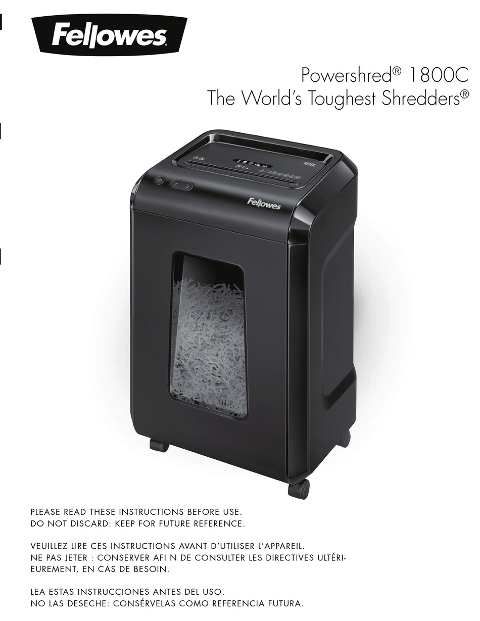 FELLOWES POWERSHRED 1800C MANUAL Pdf Download ManualsLib
