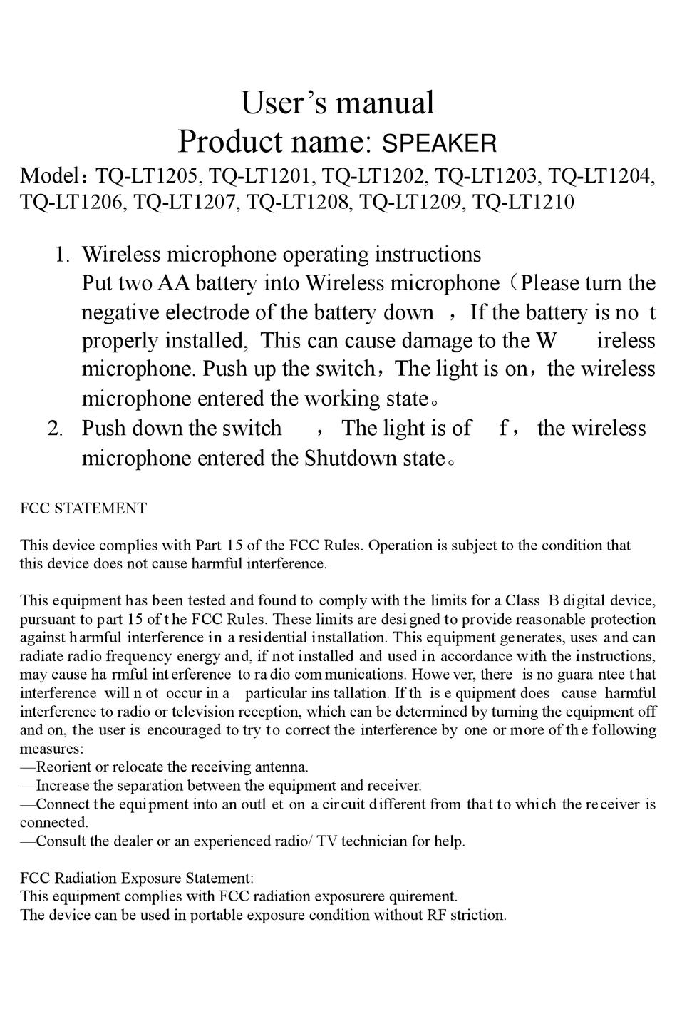 tql-trading-tq-lt1205-user-manual-pdf-download-manualslib