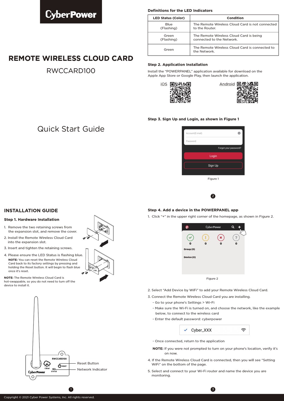 CYBER POWER RWCCARD100 QUICK START MANUAL Pdf Download | ManualsLib