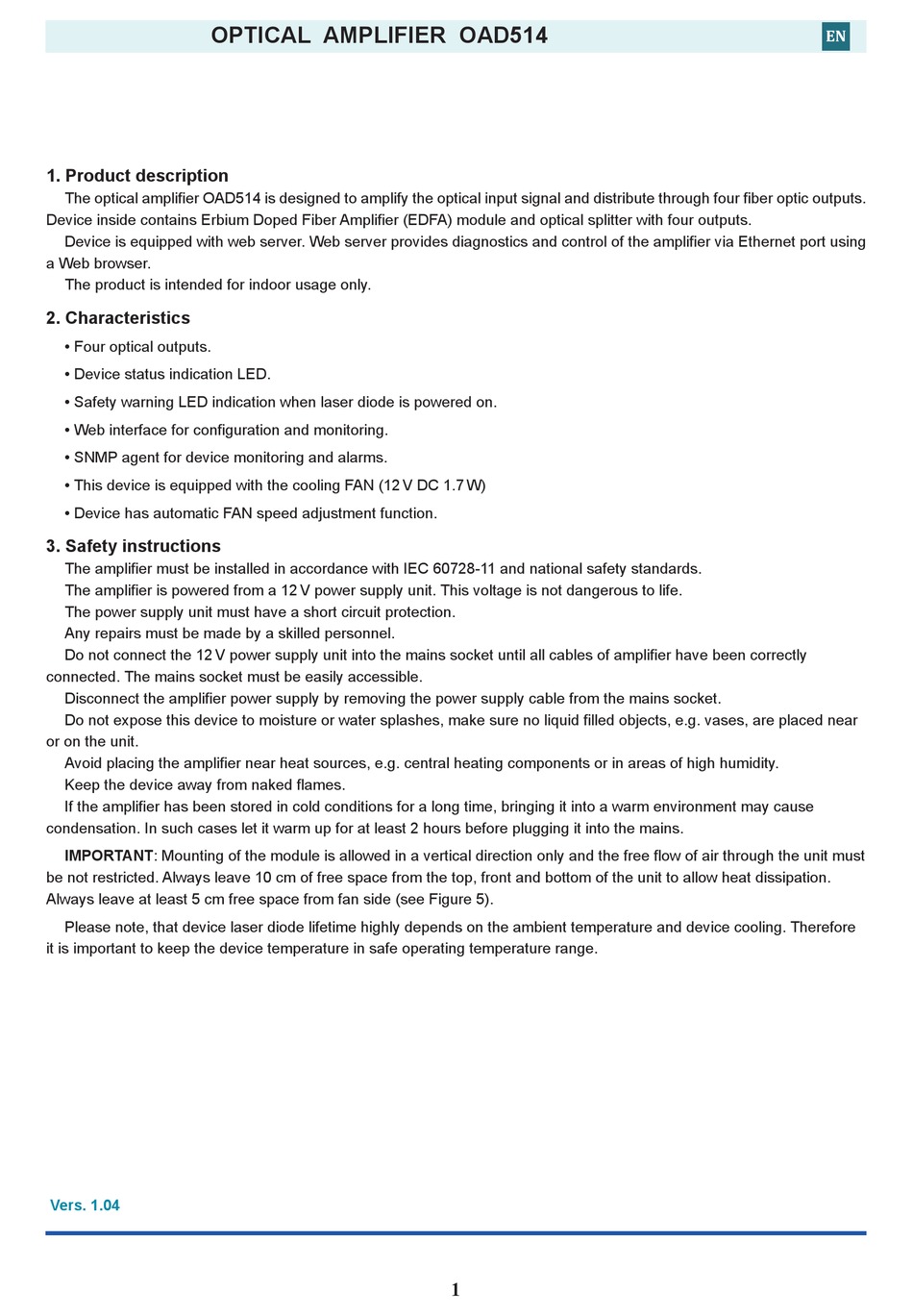 TERRA ELECTRONICS OAD514 MANUAL Pdf Download | ManualsLib