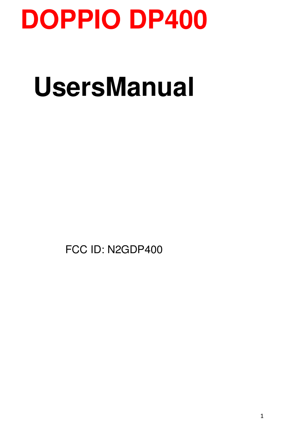 DOPPIO DP400 USER MANUAL Pdf Download | ManualsLib