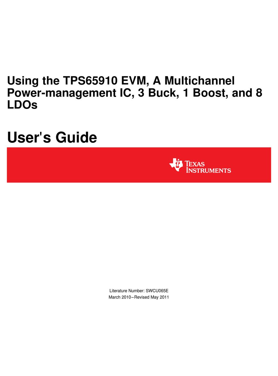 TEXAS INSTRUMENTS TPS65910 EVM USER MANUAL Pdf Download | ManualsLib