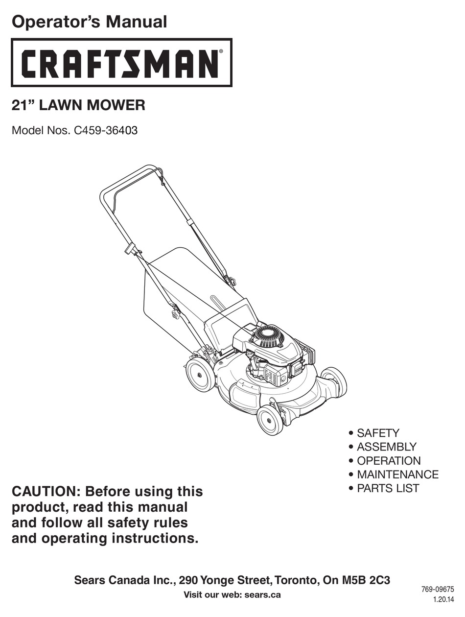 CRAFTSMAN C459-36403 OPERATOR'S MANUAL Pdf Download | ManualsLib