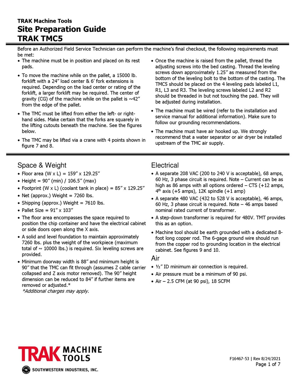 TRAK MACHINE TOOLS TMC5 MANUAL Pdf Download | ManualsLib