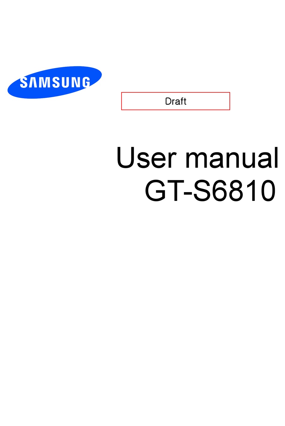 SAMSUNG GTS6810 USER MANUAL Pdf Download ManualsLib