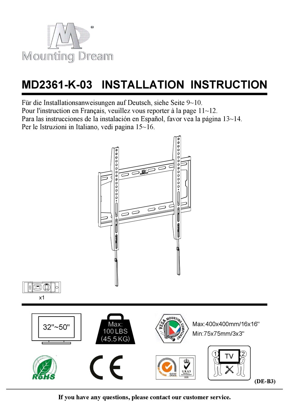 MOUNTING DREAM MD2361K03 INSTALLATION INSTRUCTION Pdf Download