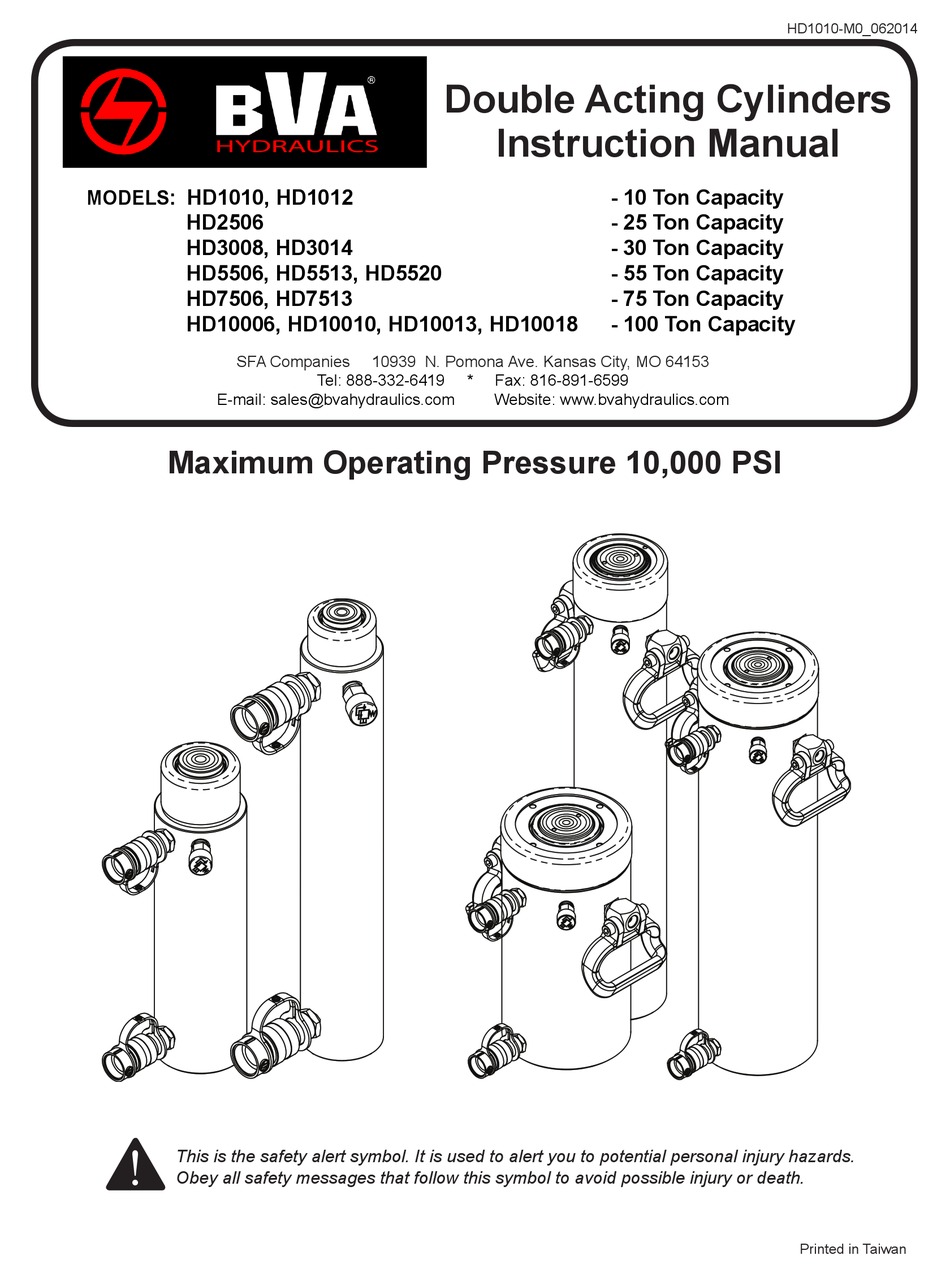 Bva Hydraulics Hd Instruction Manual Pdf Download Manualslib