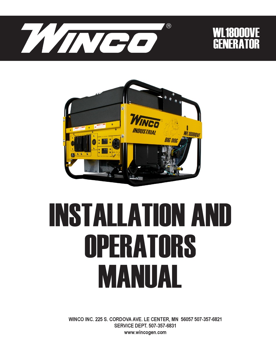 WINCO WL18000VE/O INSTALLATION AND OPERATOR'S MANUAL Pdf Download ...