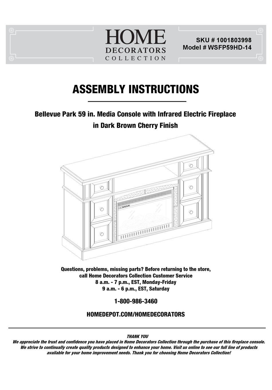 HOME DECORATORS COLLECTION 1001803998 ASSEMBLY INSTRUCTIONS MANUAL Pdf