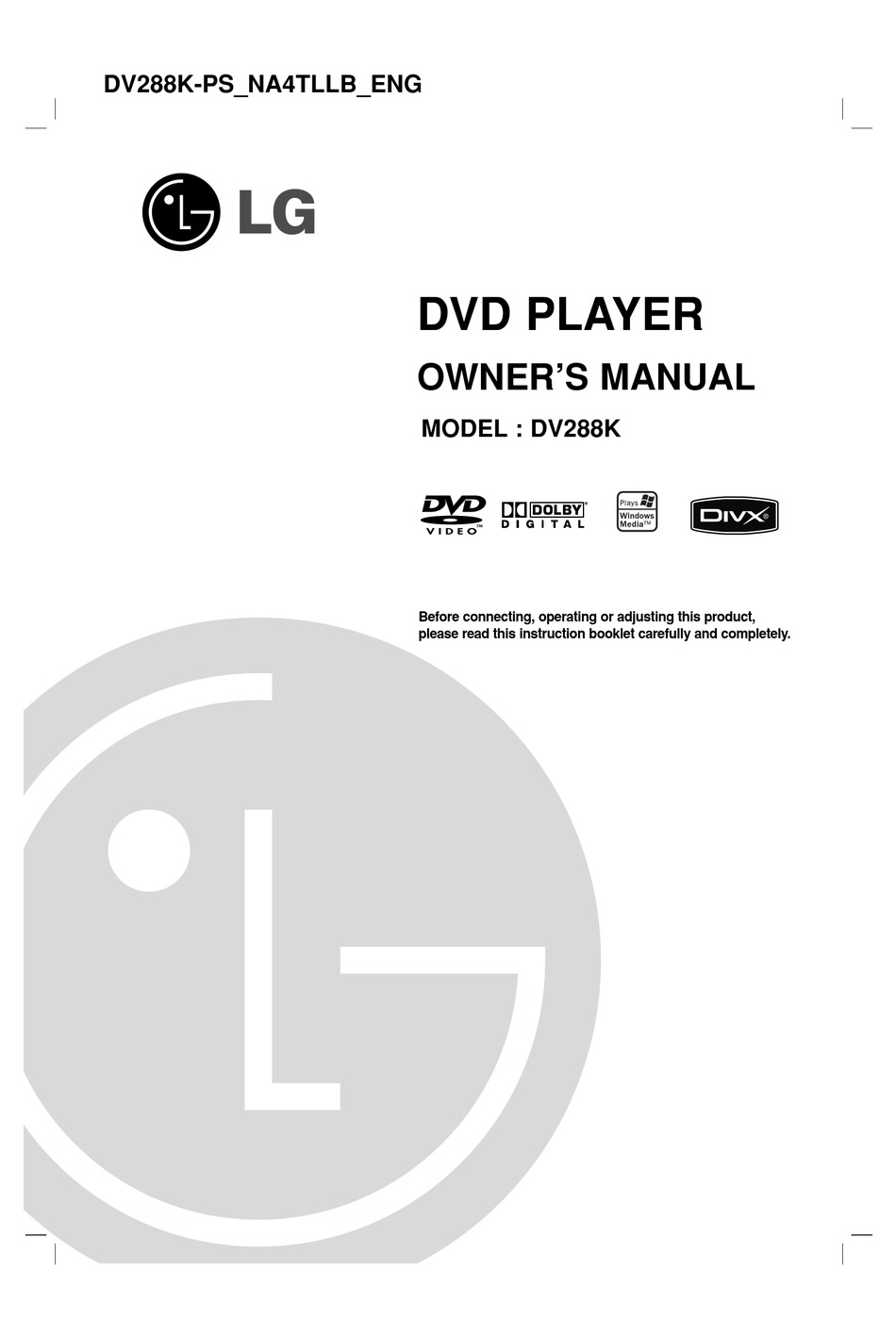 LG DV288K OWNER