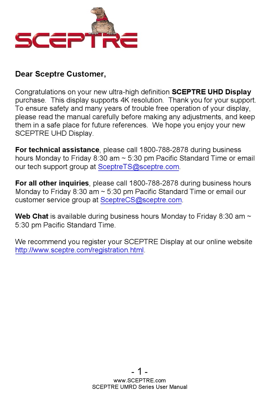 SCEPTRE U550CVUMRD MANUAL Pdf Download ManualsLib