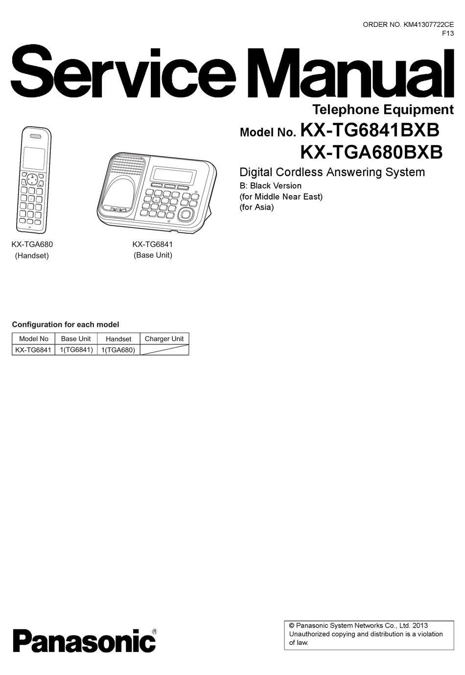 PANASONIC KX-TG6841BXB SERVICE MANUAL Pdf Download | ManualsLib