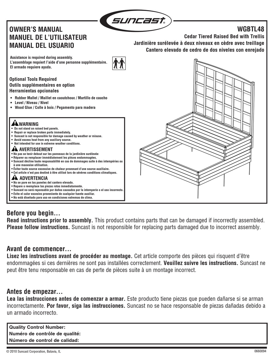 SUNCAST WGBTL48 OWNER'S MANUAL Pdf Download ManualsLib