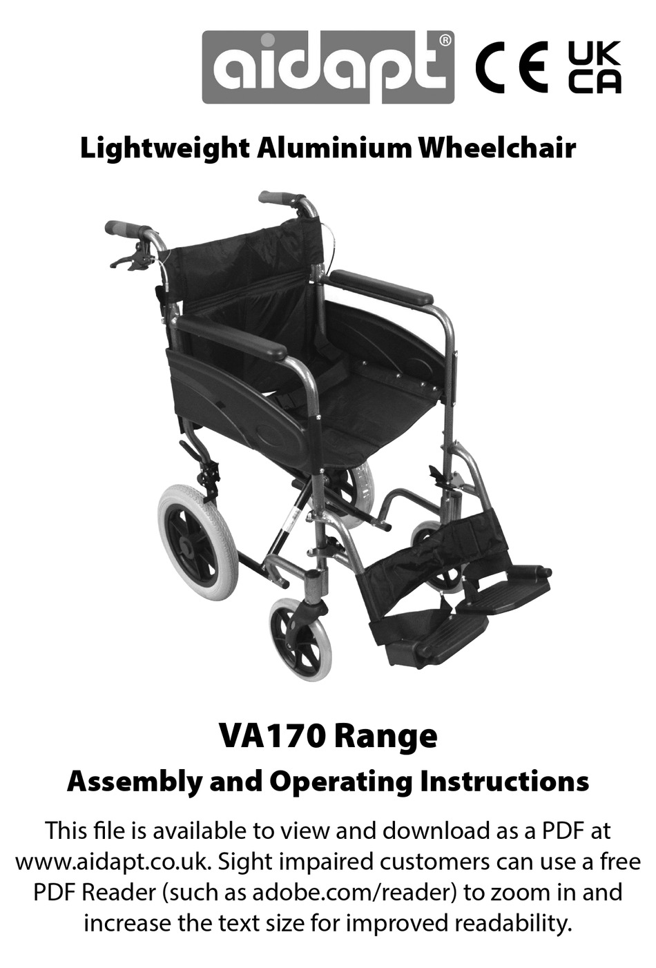 AIDAPT MXVA170BLUE ASSEMBLY AND OPERATING INSTRUCTIONS MANUAL Pdf