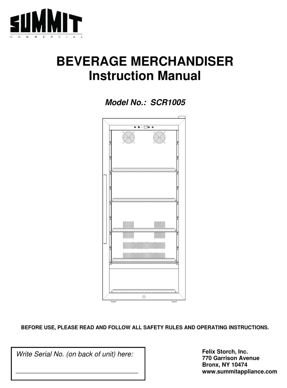 SUMMIT SCR1005 INSTRUCTION MANUAL Pdf Download ManualsLib