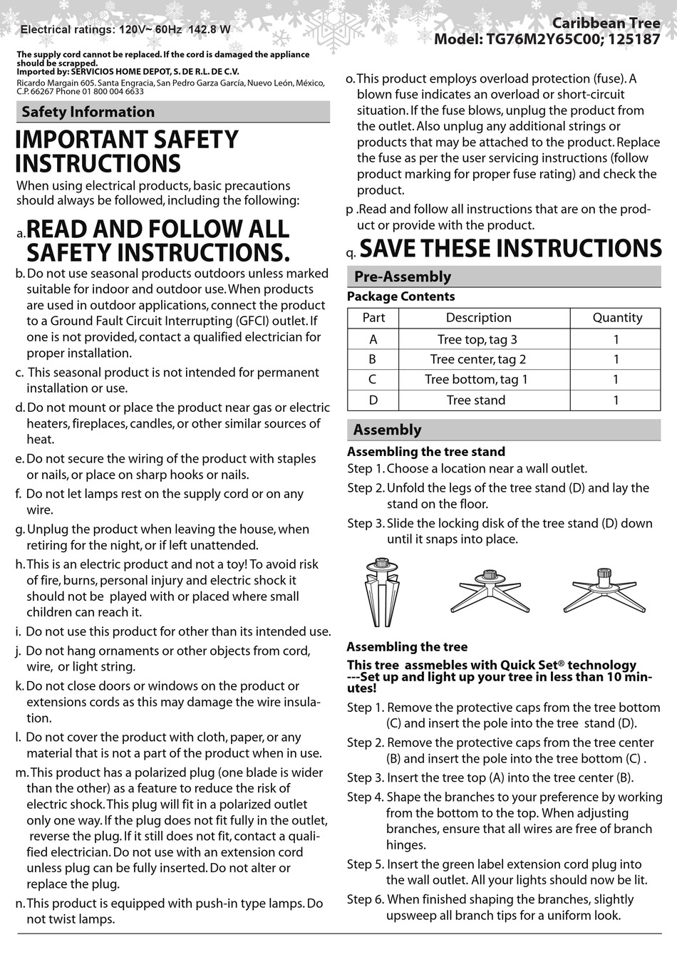 HOME DEPOT TG76M2Y65C00 ASSEMBLY INSTRUCTIONS Pdf Download ManualsLib
