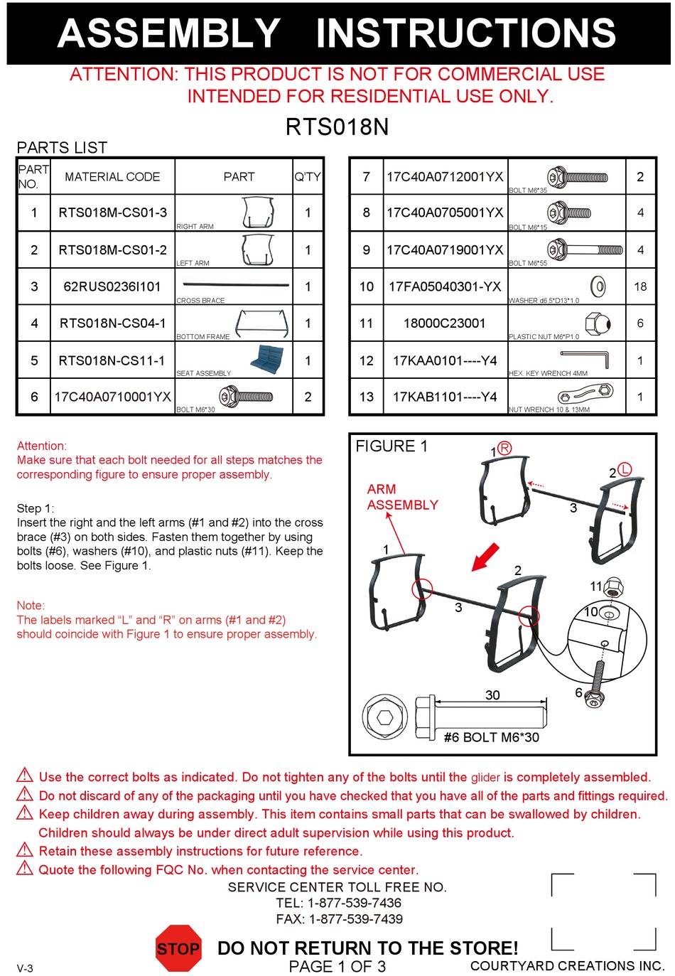 COURTYARD CREATIONS RTS018N ASSEMBLY INSTRUCTIONS MANUAL Pdf Download