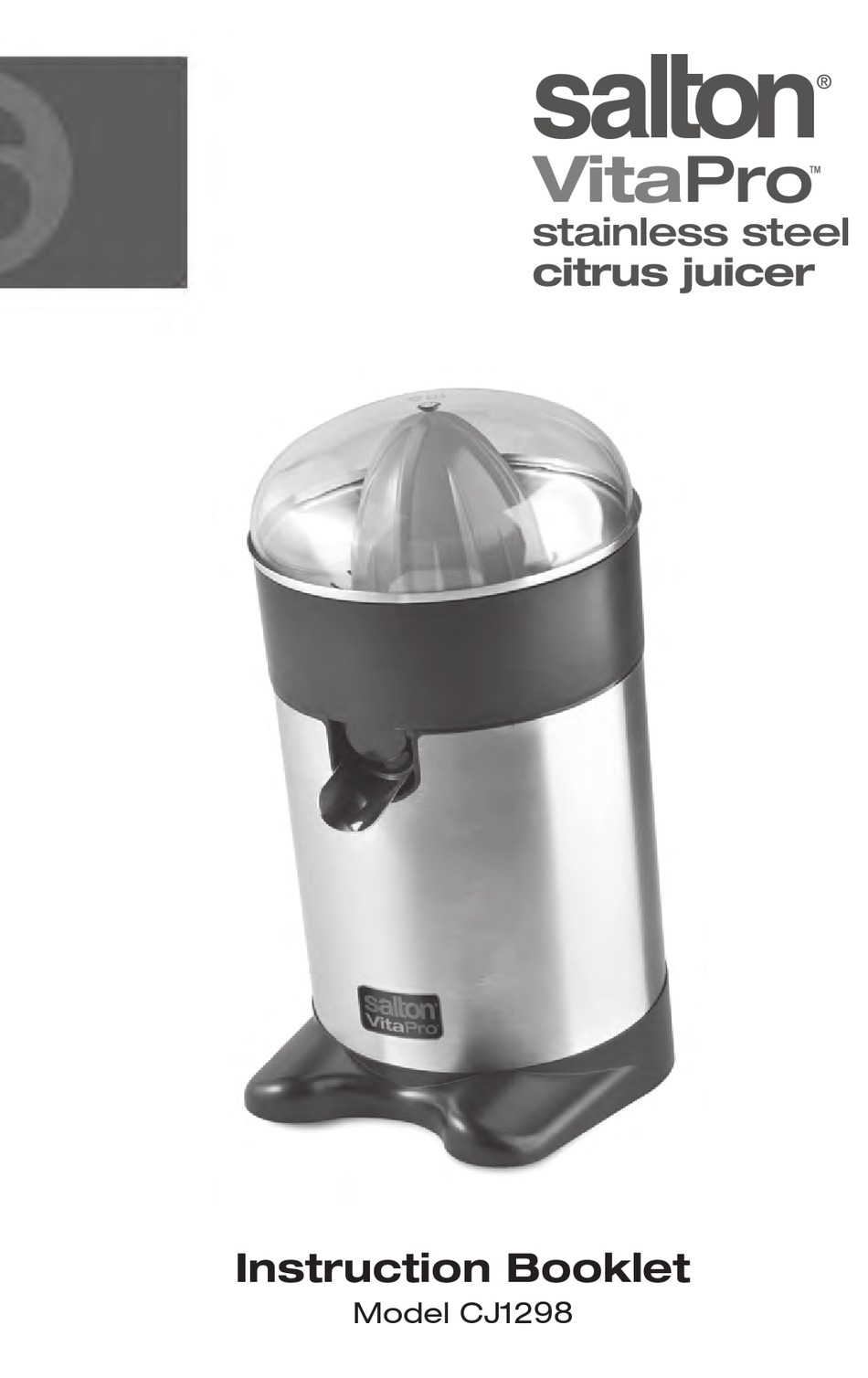 SALTON VITAPRO CJ1298 INSTRUCTION BOOKLET Pdf Download ManualsLib