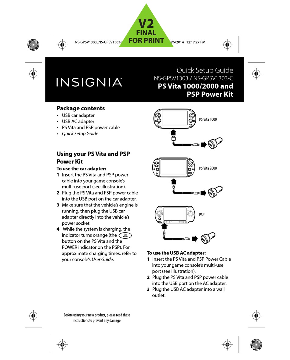 Insignia Ns Gpsv Quick Setup Manual Pdf Download Manualslib