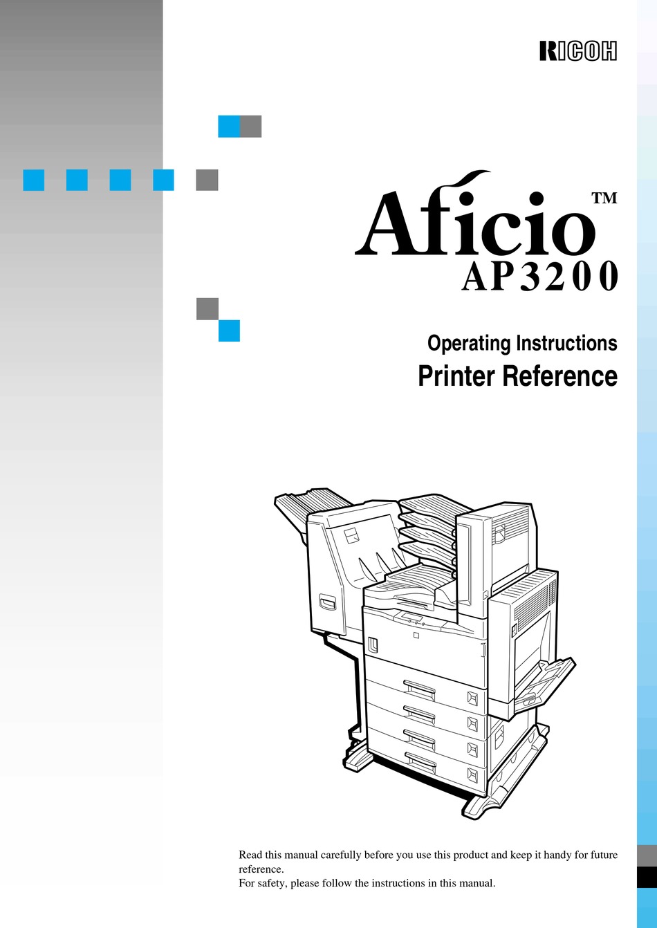 RICOH AFICIO AP3200 OPERATING INSTRUCTIONS MANUAL Pdf Download | ManualsLib