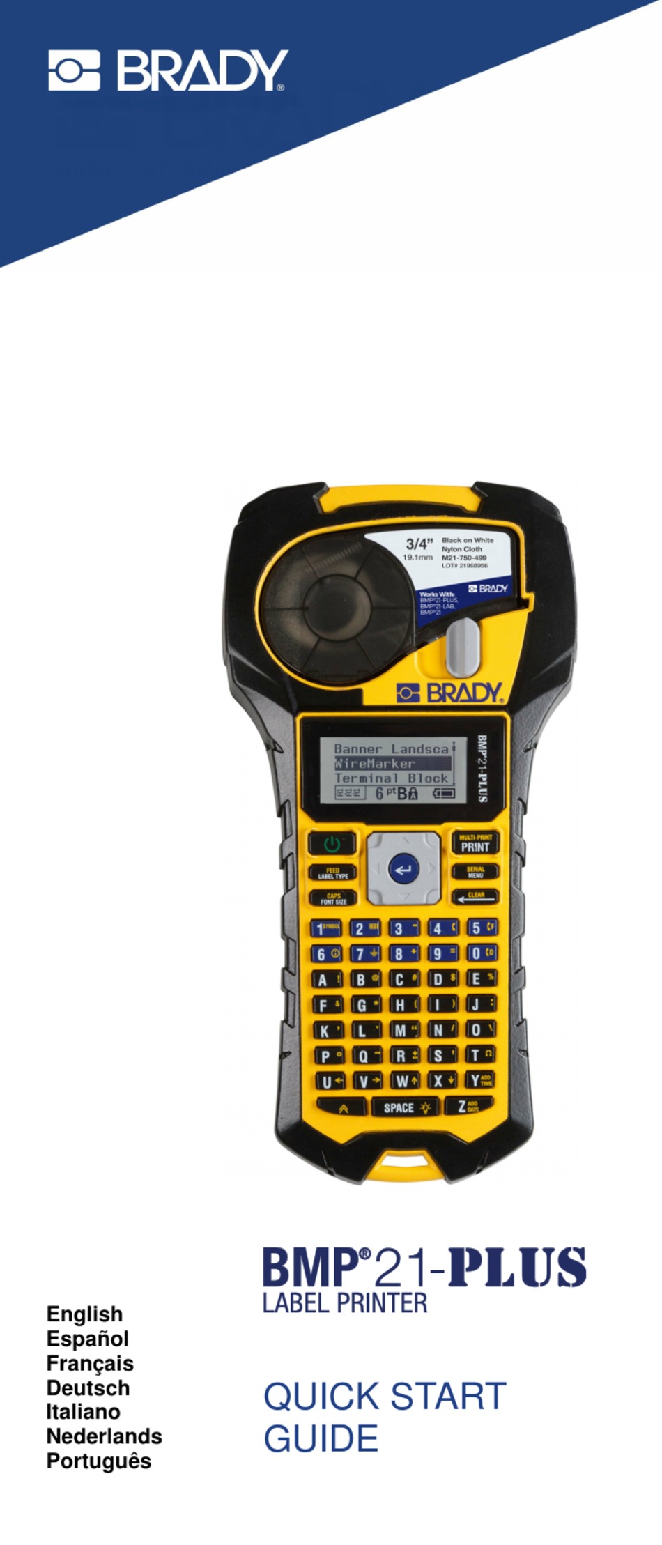 BRADY BMP21-PLUS QUICK START MANUAL Pdf Download | ManualsLib