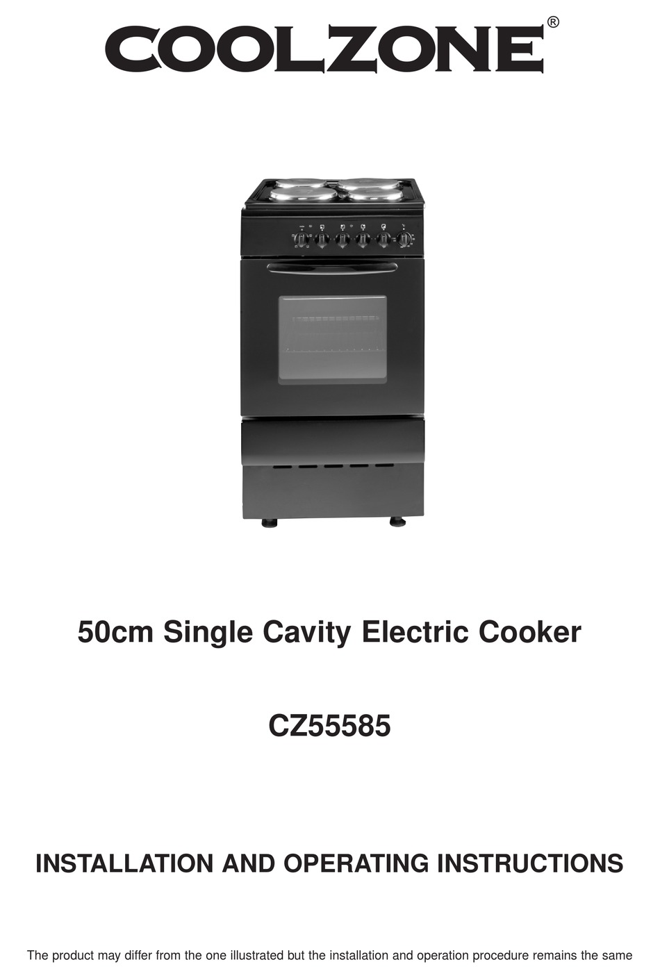 COOLZONE CZ55585 INSTALLATION AND OPERATING INSTRUCTIONS MANUAL Pdf