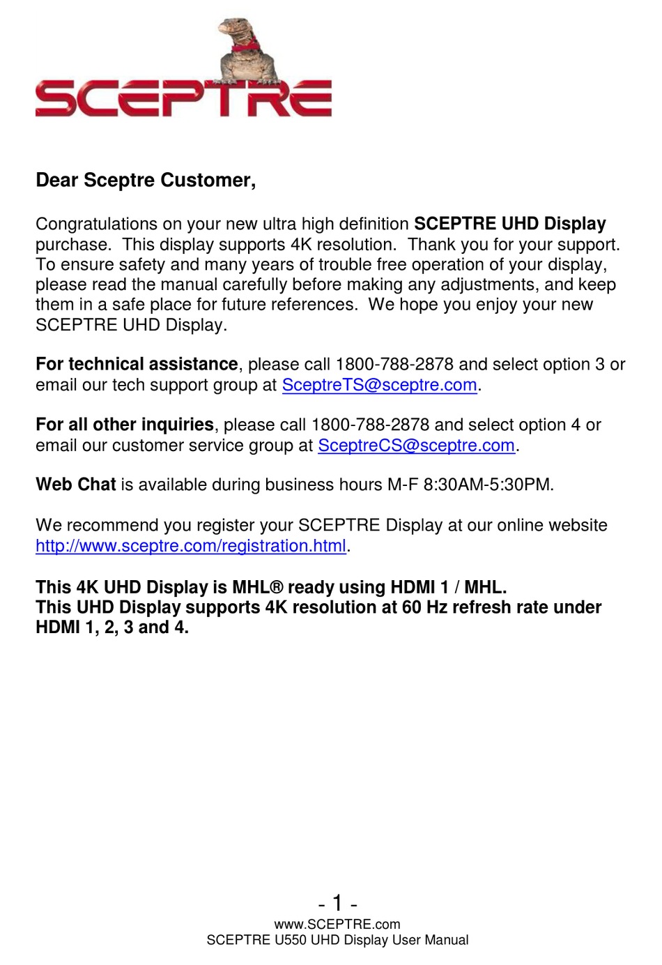 SCEPTRE U550CVUM08R USER MANUAL Pdf Download ManualsLib