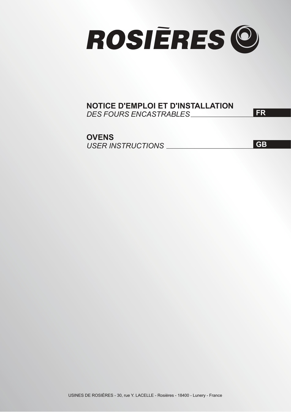 ROSIERES RF462RBI USER INSTRUCTIONS Pdf Download ManualsLib