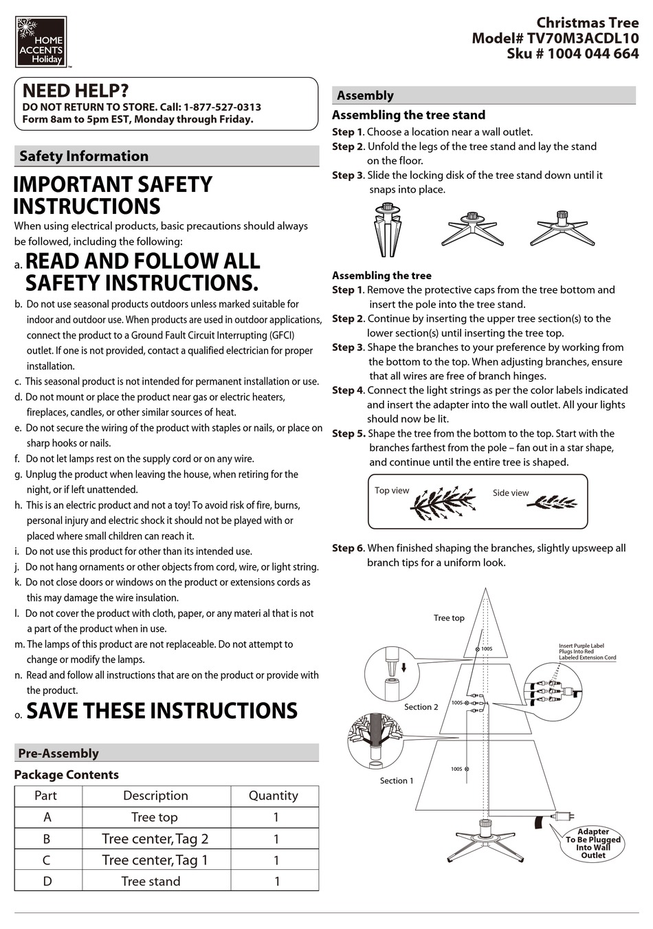 HOME ACCENTS HOLIDAY 1004 044 664 QUICK START MANUAL Pdf Download