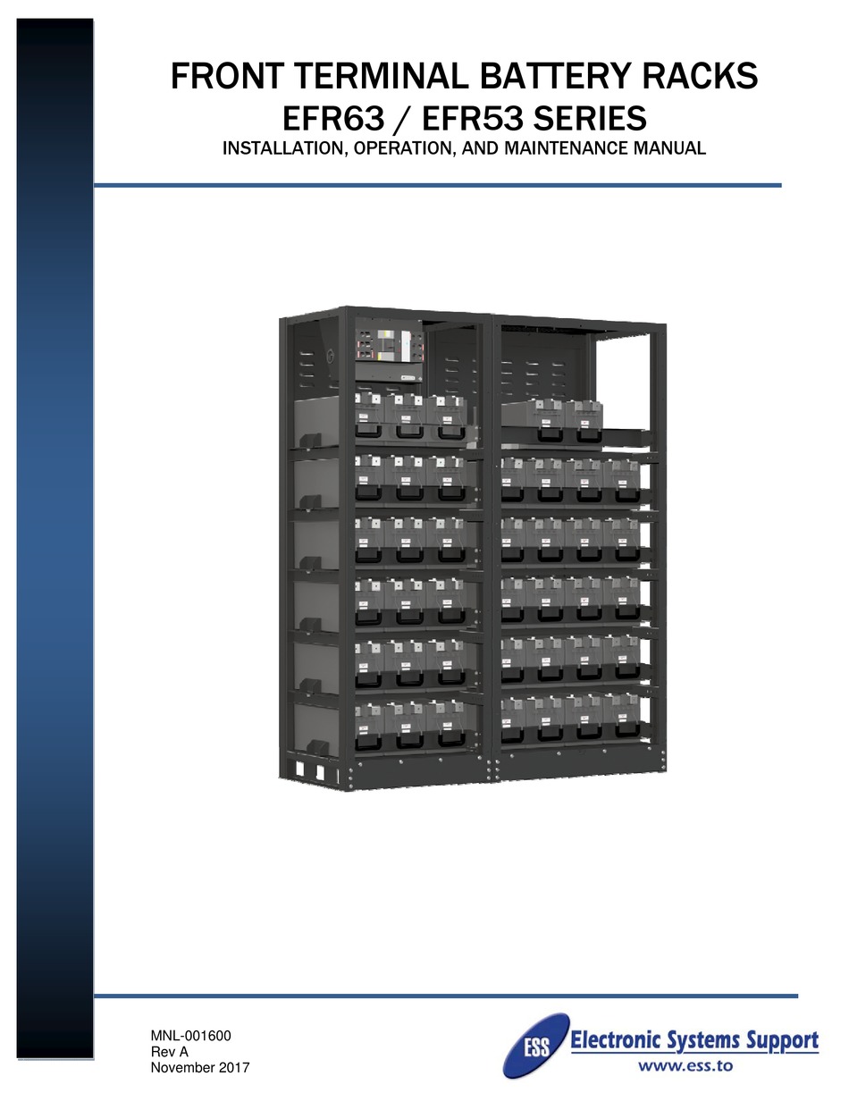 ELECTRONIC SYSTEMS SUPPORT EFR63 SERIES INSTALLATION, OPERATION AND