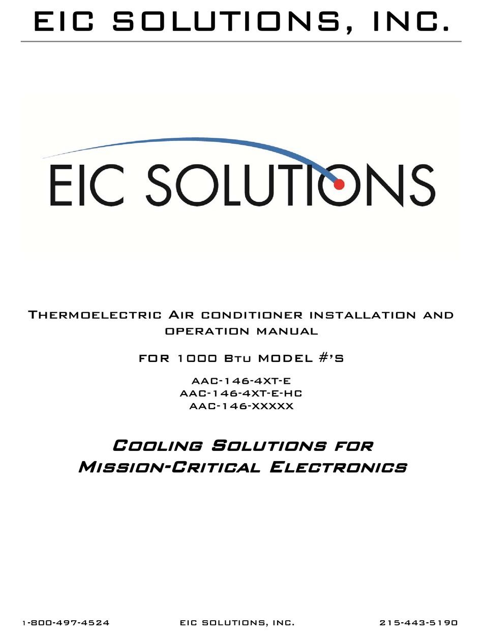 EIC SOLUTIONS THERMOTEC T 146 SERIES INSTALLATION AND OPERATION MANUAL