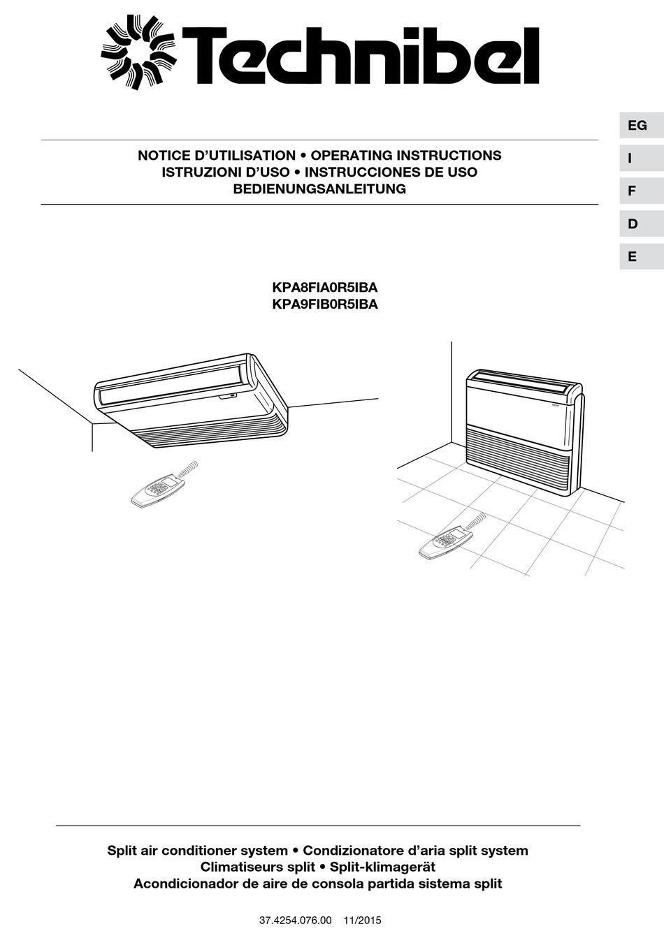 TECHNIBEL KPA8FIA0R5IBA OPERATING INSTRUCTIONS MANUAL Pdf Download