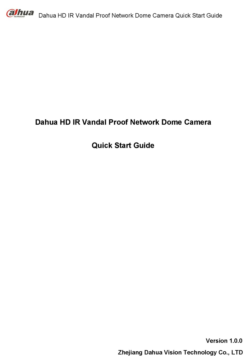 DAHUA IPC-HDBW1230EP-S-0280B QUICK START MANUAL Pdf Download | ManualsLib