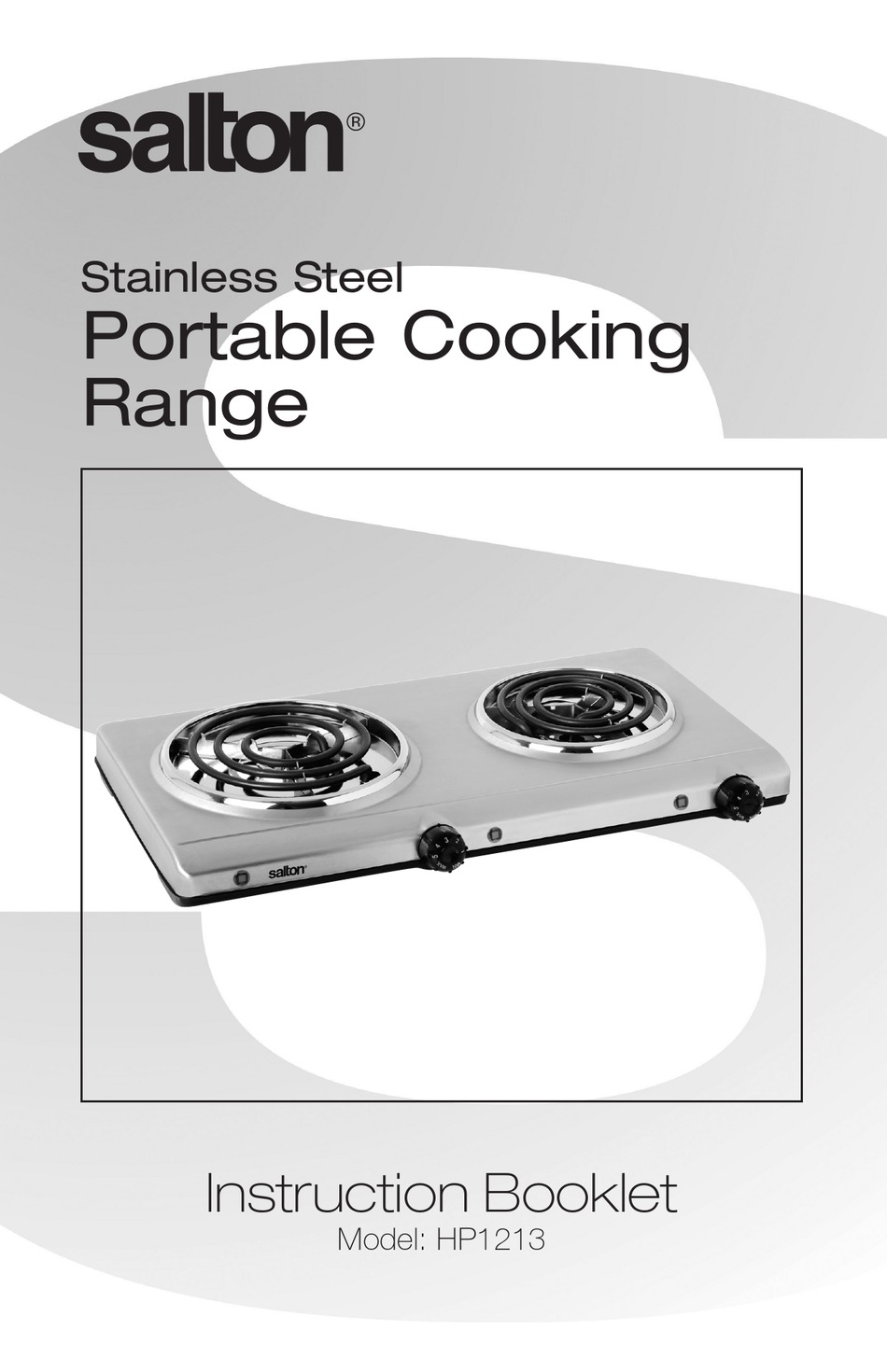 SALTON HP1213 INSTRUCTION BOOKLET Pdf Download ManualsLib