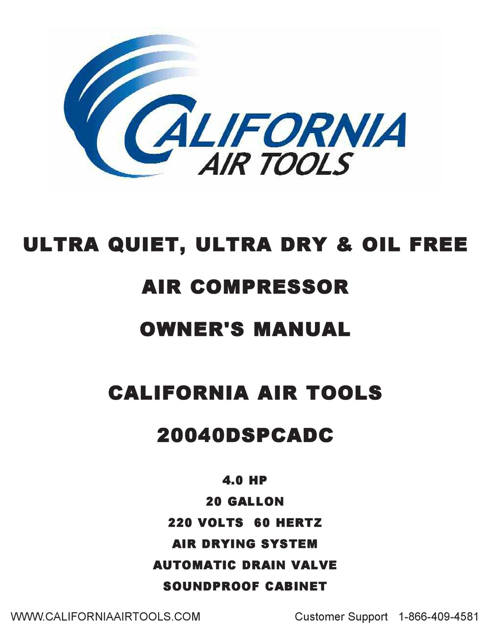 CALIFORNIA AIR TOOLS 20040DSPCADC OWNER'S MANUAL Pdf Download ManualsLib