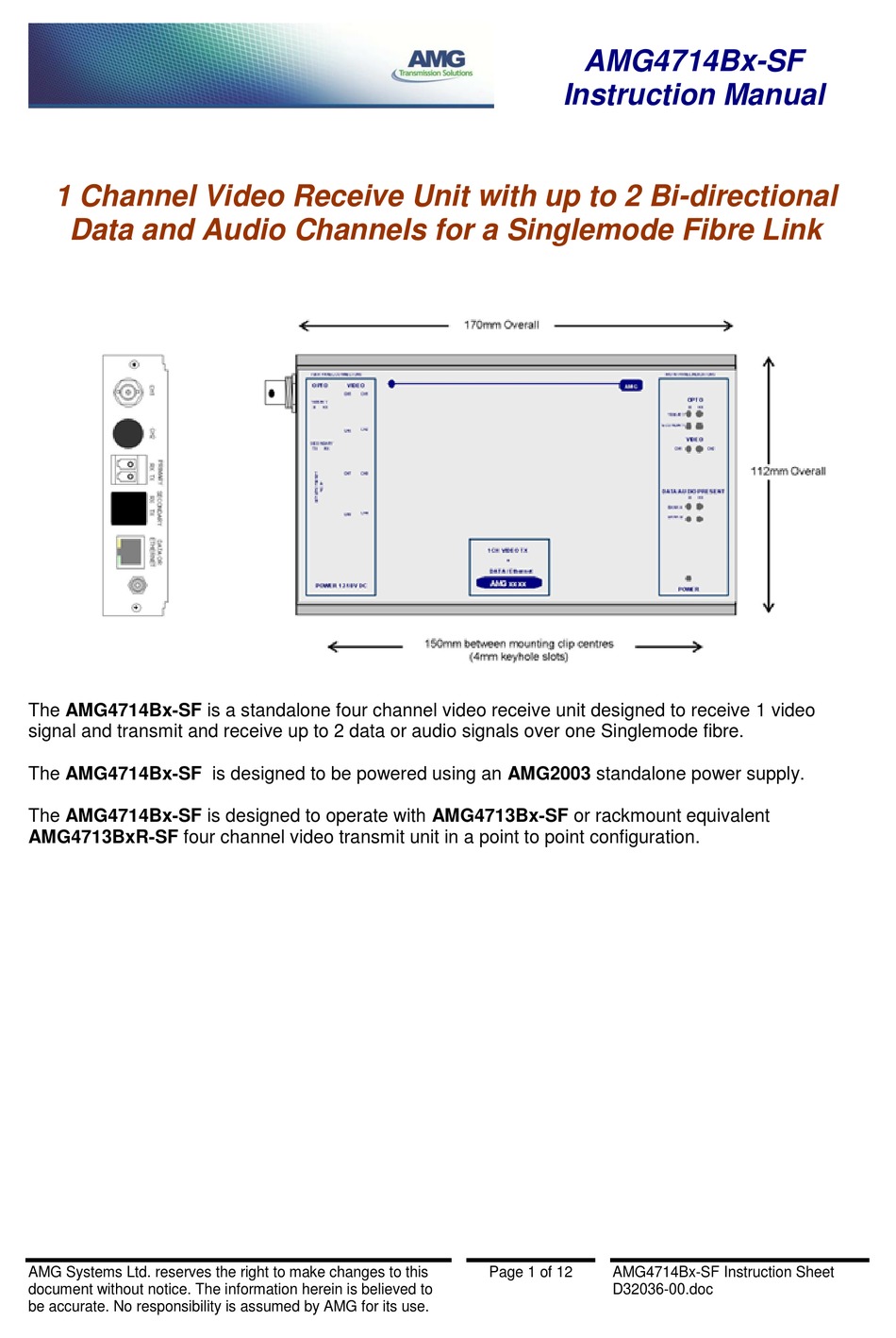 AMG AMG4714BXSF INSTRUCTION MANUAL Pdf Download ManualsLib