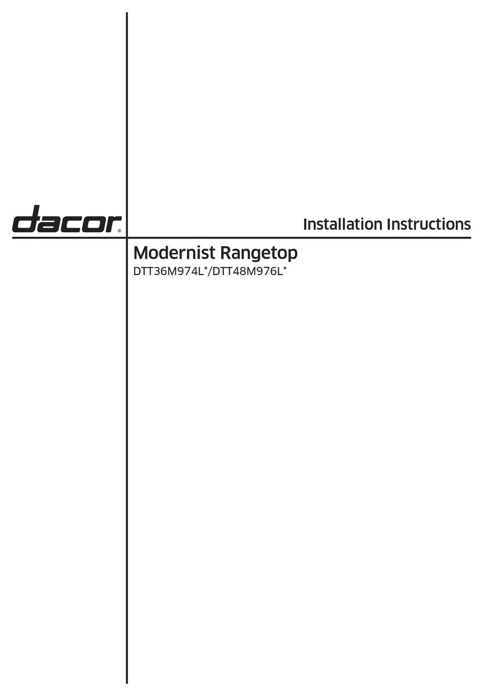DACOR DTT36M974AM INSTALLATION INSTRUCTIONS MANUAL Pdf Download ManualsLib