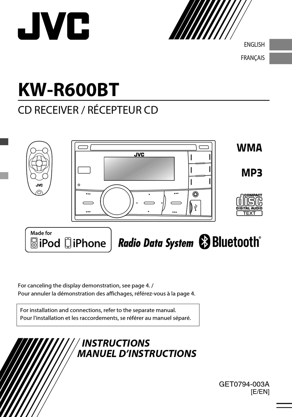 JVC KW-R600BT INSTRUCTIONS MANUAL Pdf Download | ManualsLib